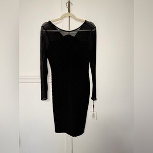 Calvin Klein Black Mesh Long Sleeve Dress size 4 new with tag
